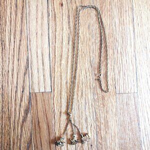 Vintage Trifari long chain necklace with 3 charms 1955-69